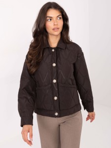 Czekoladowa pikowana kurtka z kieszeniami