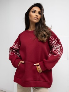 Bordowa bluza damska oversize bez kaptura