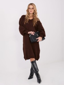 Ciemnobrązowa sukienka dzianinowa oversize midi