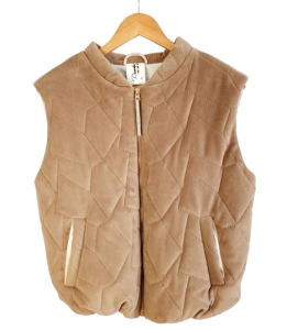 Beżowa kamizelka damska z weluru 