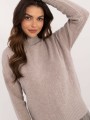 Bezowy sweter damski we wzory z polgolfem 2.jpg