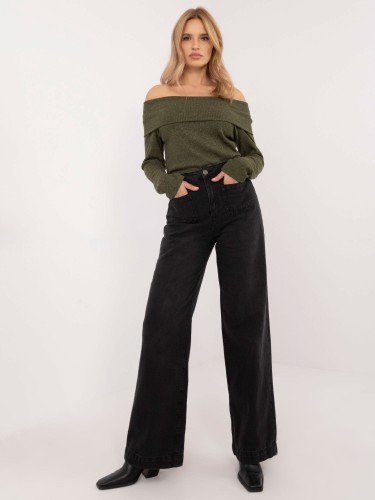 Bawelniane czarne jeansy wide leg z kieszeniami na froncie 1.jpg