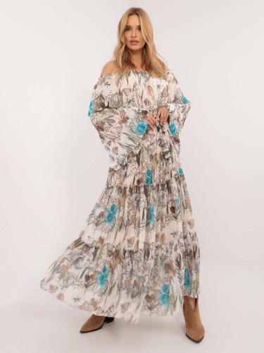 Dluga suknia damska typu boho w kolorze ciemnobezowym 1.jpg