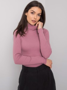 Brudnoróżowa bluzka damska bawełniana z golfem 