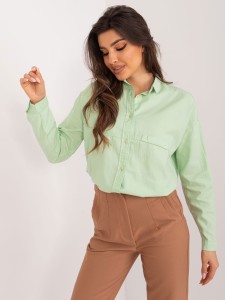 Koszula oversize z bawełny pistacjowa 