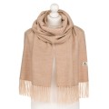 Szalik klasyczny z frędzlami w beżowym kolorze - Peterson-5 866