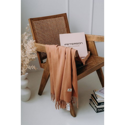 Gładki szalik camelowy z frędzlami - Peterson-4 867