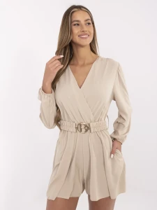 Beżowy krótki kombinezon damski z szortami