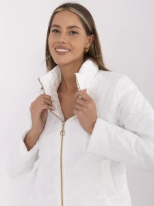 Biała pikowana kurtka damska ze stójką