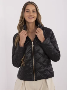 Czarna pikowana kurtka ze stójką