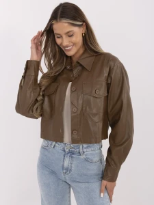 Brązowa krótka kurtka z ekoskóry 