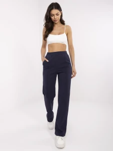 Granatowe sportowe spodnie z przeszyciami