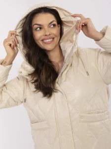 Beżowa kurtka przejściowa z odpinanym kapturem