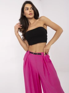 Fuksjowe letnie spodnie z szeroką nogawką