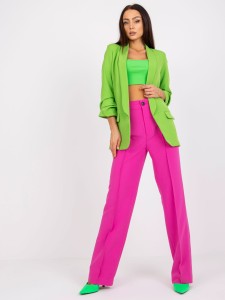 Limonkowa marynarka damska z marszczonymi rękawami