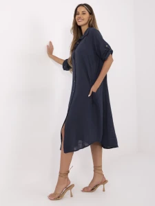 Granatowa koszulowa sukienka na lato