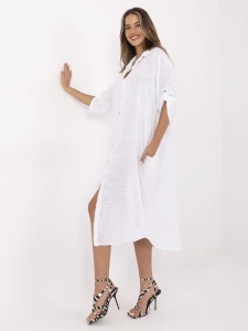 Biała rozpinana sukienka z bawełny