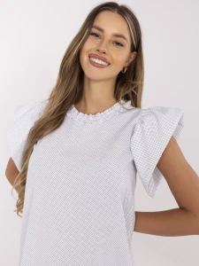 Krótka biała sukienka w czarne groszki na lato
