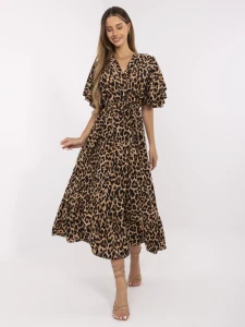 Rozkloszowana sukienka maxi w panterkę 