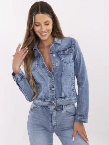 Niebieska jeansowa kurtka z kieszeniami