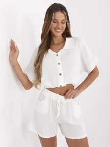 Białe muślinowe szorty z bawełny