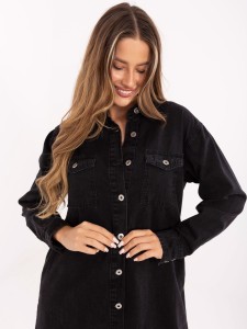 Czarna jeansowa sukienka z guzikami